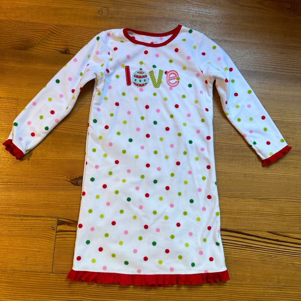 Carter's white polkadot holiday Christmas long sleeve sleep dress SIZE S